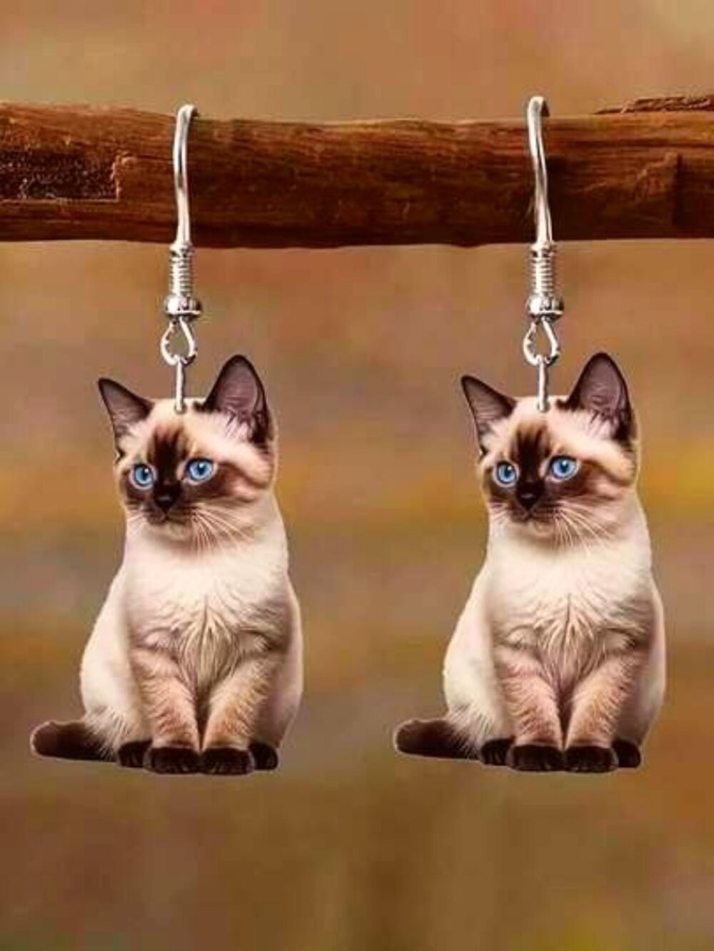 [NEW] WOMEN'S Siamese kitten EARRINGS HARD acrylic RESIN
